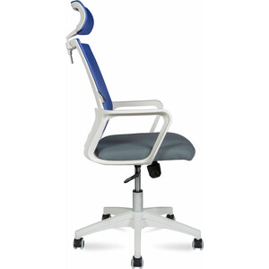 Офисное кресло NORDEN Бит 815AW-AF01-T58 белый пластик / синяя сетка / темно серая ткань
