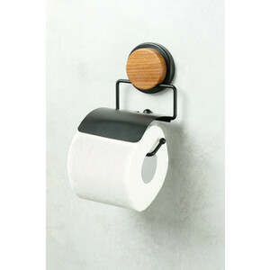 Держатель туалетной бумаги Fixsen Magic Wood с крышкой, черный/дерево (FX-46010)