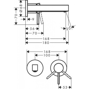 Смеситель для раковины Hansgrohe Finoris для механизма 13622180, с донным клапаном, матовый черный (76051670)
