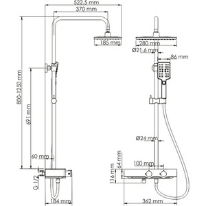 Душевая система Wasserkraft с термостатом, хром/белый (A11301 Thermo)