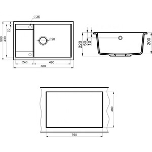 Кухонная мойка и смеситель Point Велета 78 с дозатором, графит (PN3002GR, PN3104GR, PN3201GR)