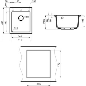Кухонная мойка и смеситель Point Динара 42 с дозатором, черная (PN3004B, PN3104B, PN3201B)