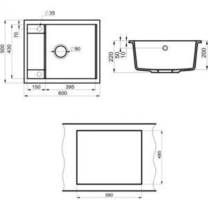 Кухонная мойка и смеситель Point Римо 60 с дозатором, черная (PN3010B, PN3101B, PN3201B)