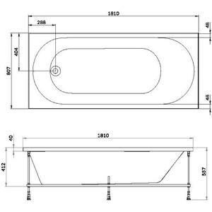 Акриловая ванна Am.Pm X-Joy 180х80 с каркасом и фронтальной панелью