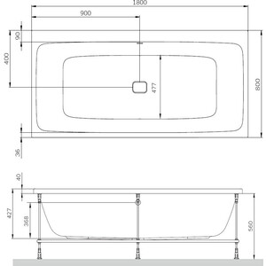 Акриловая ванна Am.Pm Func 180х80 с каркасом и фронтальной панелью