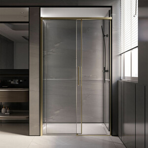 Душевая дверь Veconi Premium Trento PTD-40G 120х200 прозрачная, брашированное золото (PTD40-G-120-01-C4)