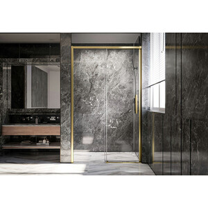 Душевая дверь Veconi Premium Trento PTD-40G 150х200 прозрачная, брашированное золото (PTD40-G-150-01-C4)
