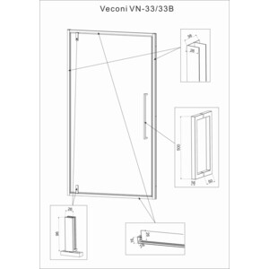 Душевая дверь Veconi Vianno VN-33B 90x195 прозрачная, черная (VN33B-90-01-C7)