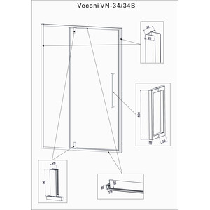 Душевая дверь Veconi Vianno VN-34 100x195 прозрачная, хром (VN34-100-01-C7)