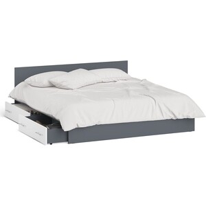 Кровать с ящиками СВК Мори 180, цвет графит/белый (1026913)