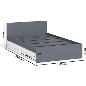 Кровать с ящиками СВК Мори 120, цвет графит/белый (1026910)