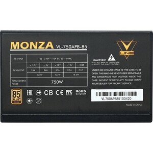 Блок питания Formula 750W MONZA (ATX 80+ bronze (24+4+4pin) APFC 120mm fan 7xSATA RTL) (VL-750APB-85)