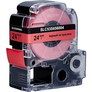 Кассета с лентой Sakura C53S656004 (LK6RBP) для Epson, черный на красном, 24мм/8м,