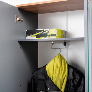 Прихожая Моби Октава Набор шкафов для одежды 13.338, цвет серый графит/ дуб золотой/ фасады МДФ серый графит и зеркало (1027019)