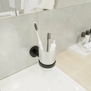 Стакан для ванной Fixsen Comfort Black черный матовый/стекло матовое (FX-86006)