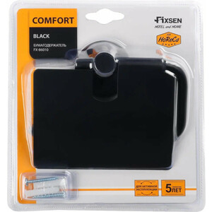 Держатель туалетной бумаги Fixsen Comfort Black с крышкой, черный матовый (FX-86010)
