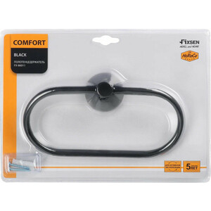 Полотенцедержатель Fixsen Comfort Black кольцо, черный матовый (FX-86011)