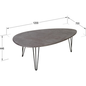 Стол журнальный Мебелик Шеффилд серый бетон/черный (П0002798)