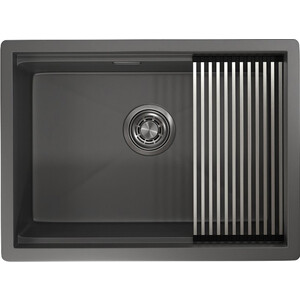 Кухонная мойка Granula KS-6045U с дозатором и ролл-матом, графит матовый
