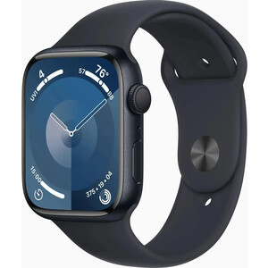 Смарт-часы Apple Watch Series 9 A2980 45мм OLED корп.темная ночь Sport Band рем.темная ночь разм.брасл. S/M (MR993CL/A)