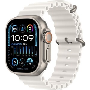 Смарт-часы Apple Watch Ultra 2 A2986 49мм OLED корп.титан Ocean band рем.белый разм.брасл. O/S (MREJ3B/A)