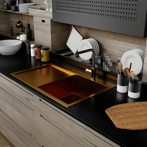Кухонная мойка Mixline Pro 78х50 левая, золото (4610211009349)