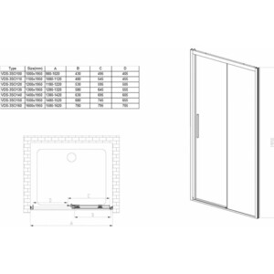 Душевая дверь Vincea Soft 110х195 прозрачная, черная (VDS-3SO110CLB)