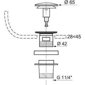 Донный клапан Wirquin Quick clack автоматический с крышкой из нержавеющей стали (30717647)