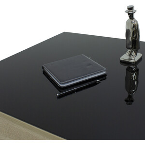 Стол журнальный Мебелик BeautyStyle 26 сонома, стекло черное (П0001721)