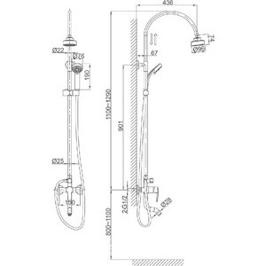Душевая система D&K Rhein-Valerius со смесителем, хром (DA1363701C11)