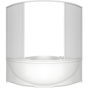 Шторка для ванны BAS Империал, Ирис, Модена 150х145 4 створки, пластик Вотер, белый (ШТ00028)