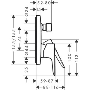 Смеситель для ванны Hansgrohe Talis E с механизмом, хром (71745000, 01800180)