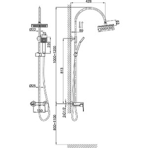 Душевая система D&K Lessing Rhein со смесителем, хром (DA1323701C05)