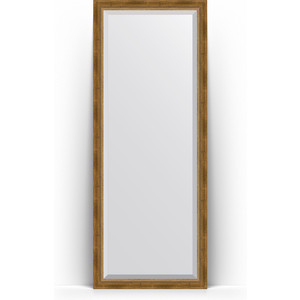 Зеркало напольное с фацетом Evoform Exclusive Floor 78x198 см, в багетной раме - состаренная бронза с плетением 70 мм (BY 6103)