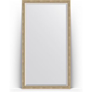 Зеркало напольное с фацетом Evoform Exclusive Floor 108x198 см, в багетной раме - состаренное серебро с плетением 70 мм (BY 6142)