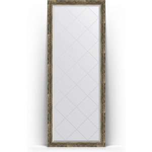 Зеркало напольное с гравировкой Evoform Exclusive-G Floor 78x198 см, в багетной раме - старое дерево с плетением 70 мм (BY 6305)