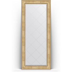 Зеркало напольное с гравировкой Evoform Exclusive-G Floor 87x207 см, в багетной раме - состаренное серебро с орнаментом 120 мм (BY 6338)