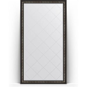 Зеркало напольное с гравировкой Evoform Exclusive-G Floor 110x199 см, в багетной раме - черный ардеко 81 мм (BY 6348)