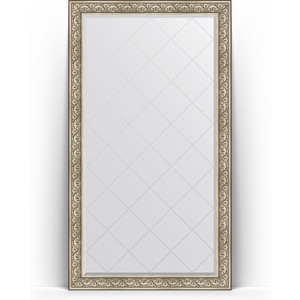 Зеркало напольное с гравировкой Evoform Exclusive-G Floor 115x205 см, в багетной раме - барокко серебро 106 мм (BY 6374)