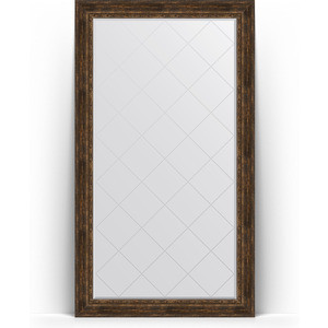 Зеркало напольное с гравировкой Evoform Exclusive-G Floor 117x207 см, в багетной раме - состаренное дерево с орнаментом 120 мм (BY 6380)