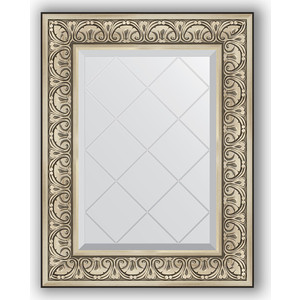 Зеркало с гравировкой поворотное Evoform Exclusive-G 60x77 см, в багетной раме - барокко серебро 106 мм (BY 4037)