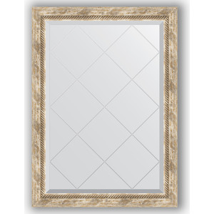Зеркало с гравировкой поворотное Evoform Exclusive-G 73x101 см, в багетной раме - прованс с плетением 70 мм (BY 4177)