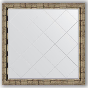 Зеркало с гравировкой Evoform Exclusive-G 103x103 см, в багетной раме - серебряный бамбук 73 мм (BY 4437)