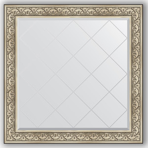 Зеркало с гравировкой Evoform Exclusive-G 110x110 см, в багетной раме - барокко серебро 106 мм (BY 4467)