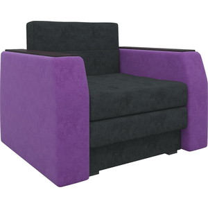 Кресло-кровать Мебелико Атлант микровельвет черно-фиолетовый