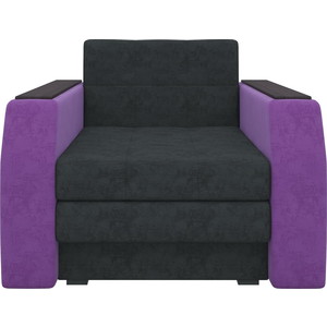 Кресло-кровать Мебелико Атлант микровельвет черно-фиолетовый