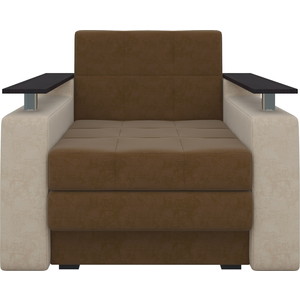 Кресло-кровать Мебелико Комфорт микровельвет коричнево-бежевый