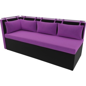 Кухонный угловой диван АртМебель Метро микровельвет фиолетово-черный угол левый