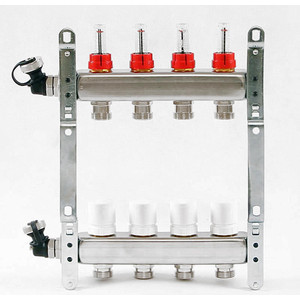 Коллекторная группа Uni-Fitt 1"х3/4" 4 выходов с расходомерами и термостатическими вентилями (450I4304)