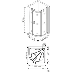 Душевой уголок Good Door Galaxy R 90x90 прозрачный, хром (R-90-C-CH)